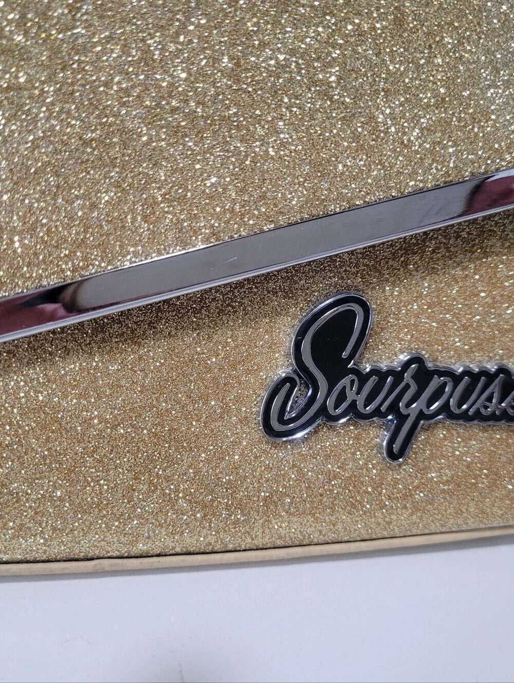 Sourpuss Gold Glitter Party Clutch, VGUC
